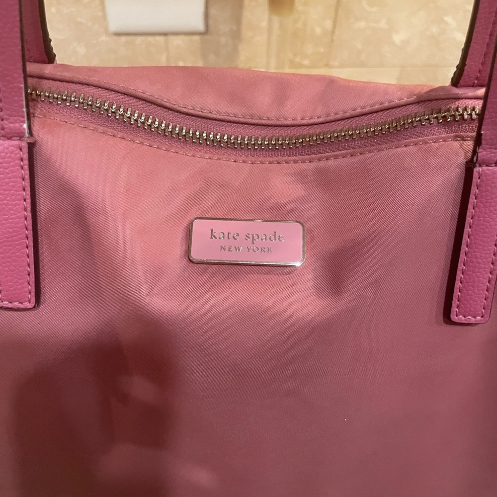 Kate Spade Medium Nylon Hayden Top d Tote, Pink, Zipper Closure - Picture 5 of 11